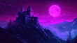 © Maryna - Vampire Castle: Dark Night Illustration of Haunted Castle with Moonlight
