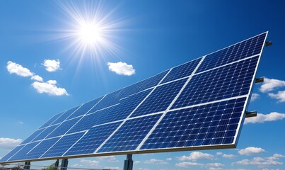 Solar panel array converting sunlight on a clear day
