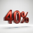 © elwa - 3D bold red text reading '40%' with a glossy finish and floating shadow effect
