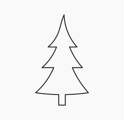 Wall Mural - Christmas tree line icon isolated on white background. Christmas design element. Vector illustration.