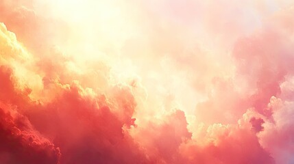 Wall Mural - dramatic cloudscape with vibrant warm colors, sun shining through.