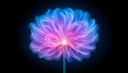 Poster - Abstract representation of a flower illuminated with vibrant blue and purple hues