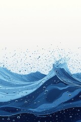 Poster - An abstract wave in varying hues of blue, capturing the motion and energy of the ocean.