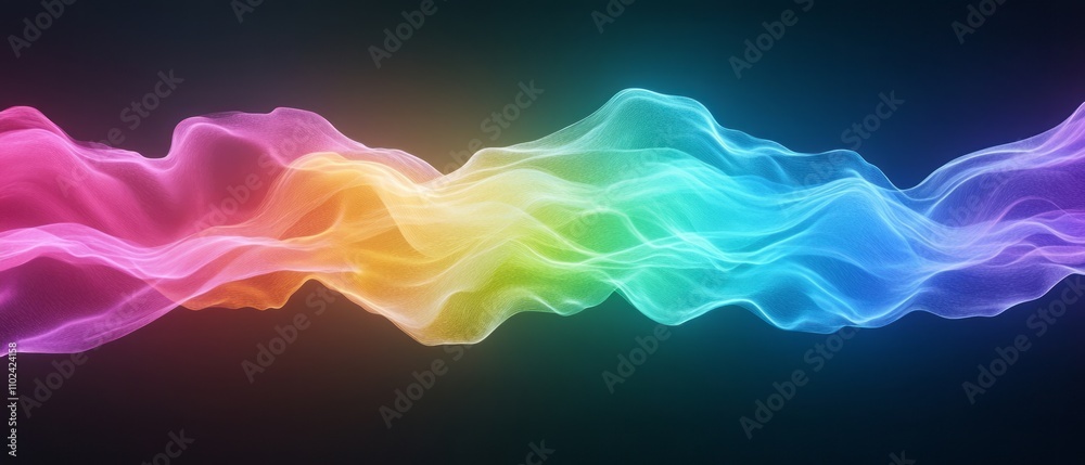 Bright and vibrant wave patterns undulate in a smooth display of color ...