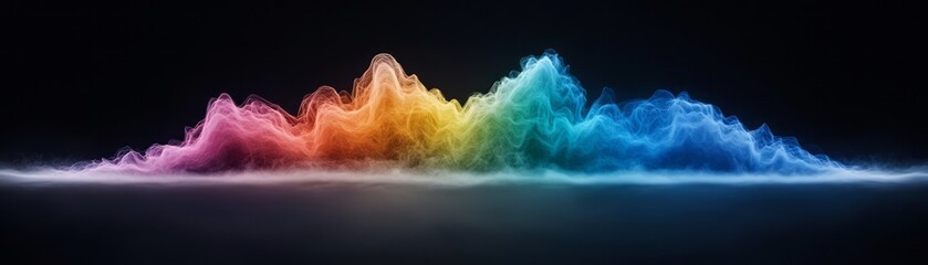 Poster - Sound waves produce mesmerizing colors and fluid shapes on a dark background