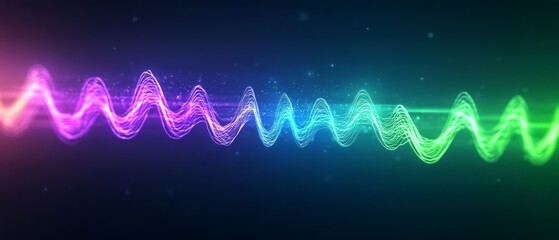Poster - Brightly colored sound waves pulse and flow, showcasing audio frequencies and energy