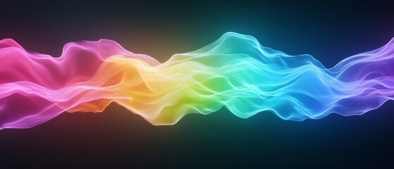 Poster - Bright and vibrant wave patterns undulate in a smooth display of color against a dark backdrop