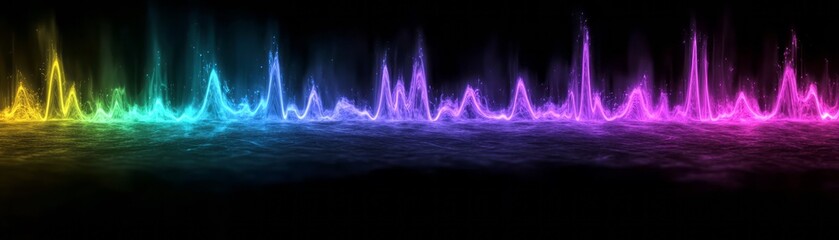Poster - Vivid sound waves showcase an artistic blend of colors against a black backdrop