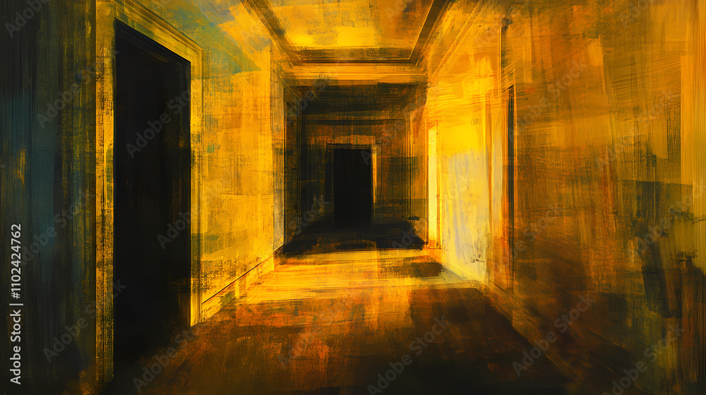 Backrooms empty room liminal spaces abstract hall corridors yellow ...