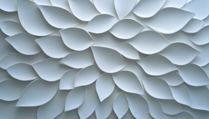 Poster - Intricate arrangement of white paper leaves creates a stunning textured design on a surface