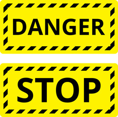 Wall Mural - various black and yellow warning signs with diagonal lines. attention, danger or caution sign, warni