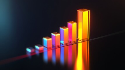 Poster - Modern Data Visualization with Colorful Bar Graph on Black Background