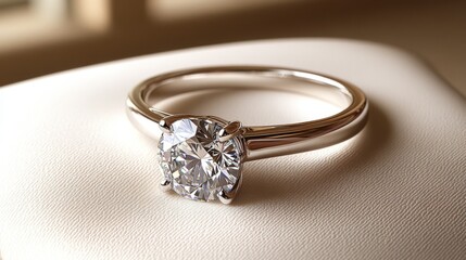 Aufkleber - Elegant Solitaire Diamond Ring on Soft Background Display