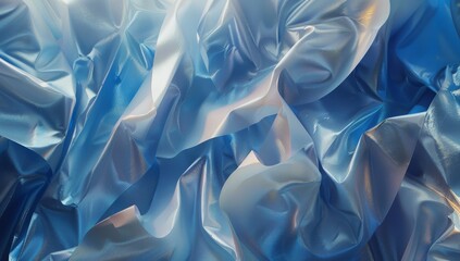 Fototapete - Digital artwork depicting an abstract background with flowing metallic blue waves, creating a sense of depth and movement. Website banner