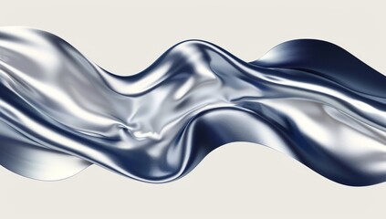 Fototapete - Digital artwork depicting an abstract background with flowing metallic blue waves, creating a sense of depth and movement. Website banner