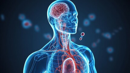Poster - Human Anatomy Overview with Vascular and Neural Systems Visualized