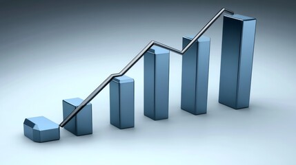 Poster - 3D Graph Illustration Displaying Positive Trend in Financial Growth