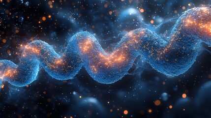 Wall Mural - A blue and orange spiral with a lot of sparkles. Generative AI