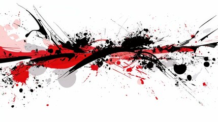 Wall Mural - ink splashes in deep red and black, high contrast, sharp outlines, abstract background, minimalistic composition