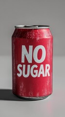 Poster - Promoting a healthy lifestyle and sugar reduction, a red can stands with the inscription no sugar, suggesting a sugar free or low sugar option for health conscious consumers