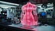© Dmitry - A stunning holographic dress design glows in a contemporary studio filled with fashion technology, highlighting creativity and innovation in garment design