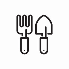 steel rake and shovel spade gardening tools icon sign vector