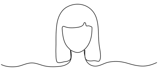Poster - continuous line drawing woman head. female face linear empty frame. vector illustration isolated on 