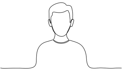 Poster - man portrait continuous line drawing. male avatar linear empty frame. vector illustration isolated o