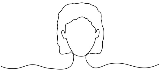 Poster - continuous line drawing woman head. female face linear empty frame. vector illustration isolated on 