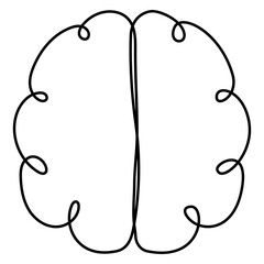 Poster - continuous line drawing brain. internal human organ. wisdom linear sign. vector illustration isolate