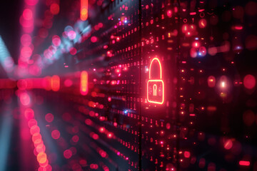 Poster - image symbolizes cybersecurity, representing the visualization of data and network technologies. 