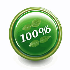 green natural button on white background
