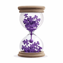 Hourglass with Purple Puzzle Pieces Vector Illustration