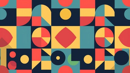 Geometric seamless pattern with vibrant colors.