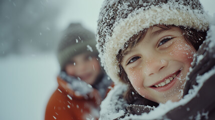 Wall Mural - Portrait of a young children in winter