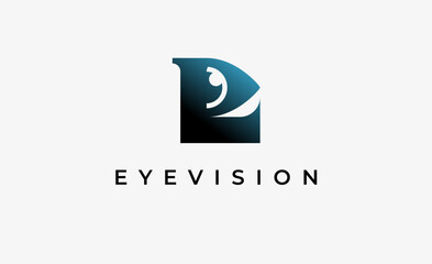 Wall Mural - Logo Letter L and Eye Vision. Digital, visual with modern and minimalist concept. Editable file.