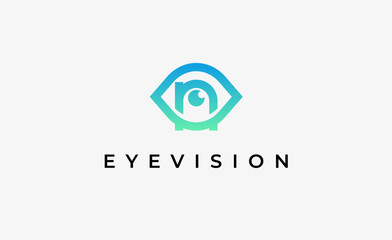 Wall Mural - Logo Letter N and Eye Vision. Digital, visual with modern and minimalist concept. Editable file.