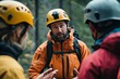 © Aleksandr - Rescue professional collaborates with team in wilderness, emphasizing safety and teamwork