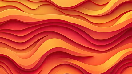 Fototapete - Abstract orange and red wavy 3D background.