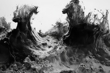 Wall Mural - dynamic and chaotic ocean waves in monochrome displaying intricate textures and patterns of water sp