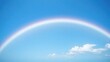 © somsak - Vibrant rainbow stretching across the clear blue sky with ample copy space, panoramic view, idyllic, spectrum