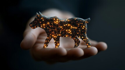 Wall Mural - Digital Canine Figure in Human Hand