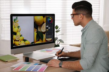 Poster - Professional retoucher working on computer in office