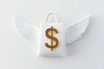 Wall Mural - A white bag with a gold dollar sign on it