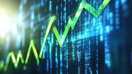 Poster - A digital representation of an upward-trending financial graph.