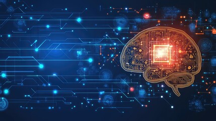 Poster - Futuristic illustration of artificial intelligence with brain design