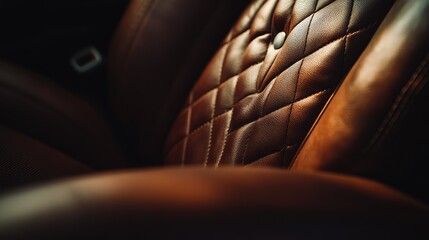 Poster - Luxurious Car Interior with Quilted Leather Seat Detail