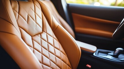 Poster - Luxury leather car seat interior with detailed stitching design