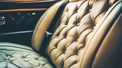Poster - Luxurious Car Interior with Plush Tan Leather Upholstery and Design