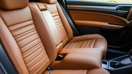 Poster - Luxurious Tan Leather Car Seats with Modern Interior Design